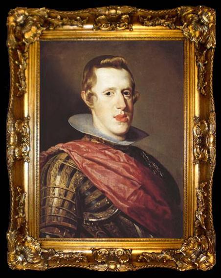 framed  Diego Velazquez Portrait de Philippe IV en Cuirasse (df02), ta009-2